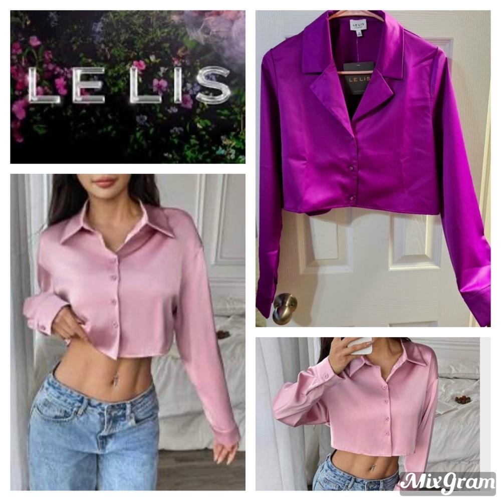 Wowlelis Crop Fuchsia Color Blouse - image 1